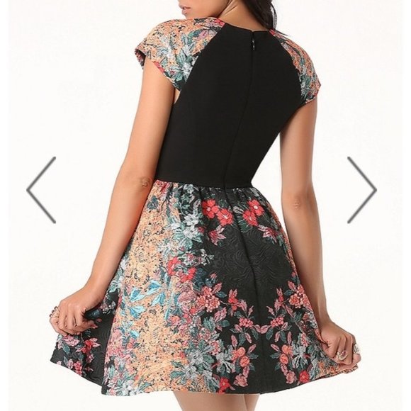 NWT Bebe Jacquard Studded FIT & FLARE DRESS. SZ 00 - Picture 3 of 4